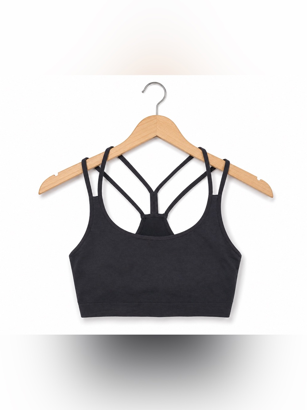 Zella Strappy Back Sports Bra Women’s Large Gray Seamless Yoga Activewear Gym